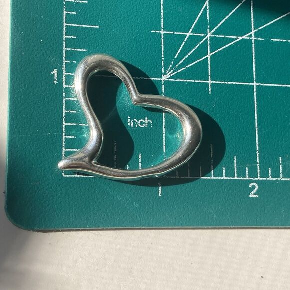 Vintage Sterling Silver 925  Floating Open Puffy Heart Pendant Jewelry - Picture 2 of 8